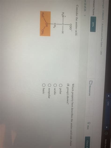 Solved Question 11 of 25 Consider the image of an amino acid | Chegg.com