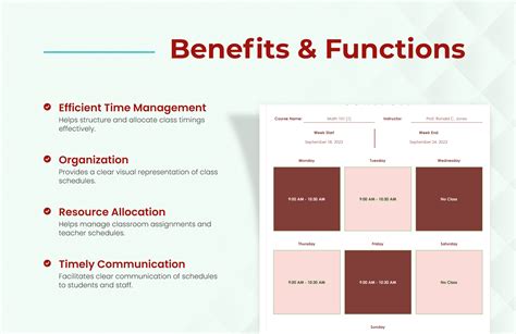 Class Schedule Template in Excel, Google Sheets - Download | Template.net