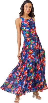 Roman Originals Women S Sleeveless Floral Pleated Maxi Dress Evening