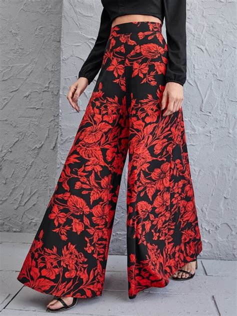 Shein Vcay Wide Leg Floral Print Trousers Shein Uk