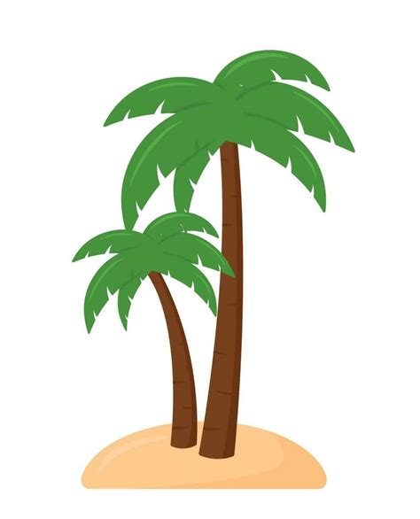 Palm Tree In Beach Summer Doodle Coconut Trees Vector Illustration