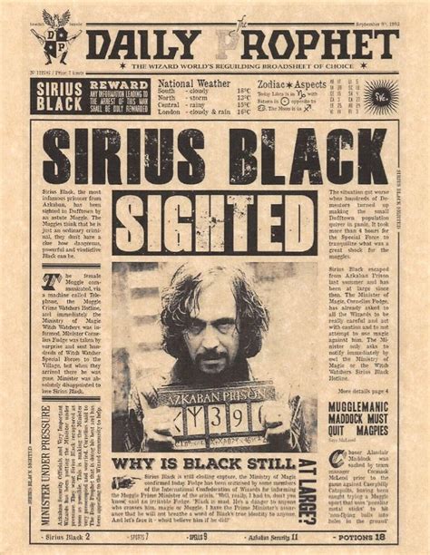 Harry Potter Daily Prophet Sirius Black Flyer print | EstateSales.org