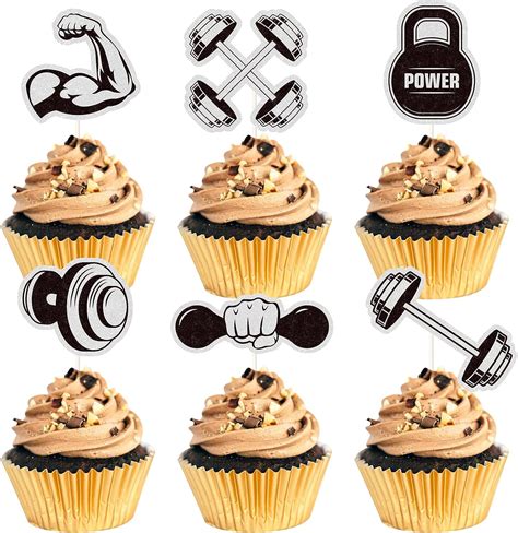 Amazon MEFENG Gym Workout Cupcake Toppers Glitter Biceps