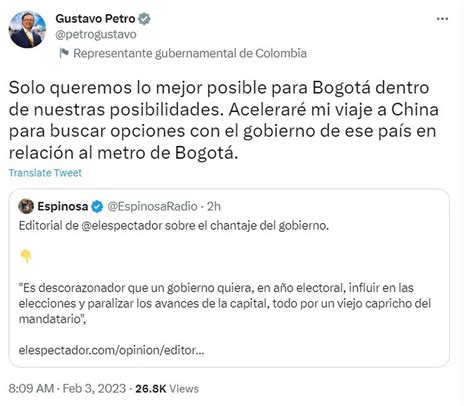 Hasta La China Viajará Gustavo Petro Para Tratar De Cambiar El Trazado