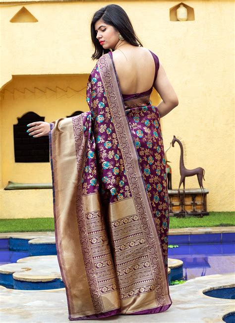 Shop Purple Banarasi Silk Traditional Designer Saree Online 173546