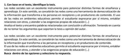 En Base Al Texto Identifique La Tesis Brainly Lat