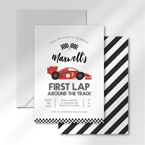 First Lap Around The Track Birthday Invitation Zazzle In