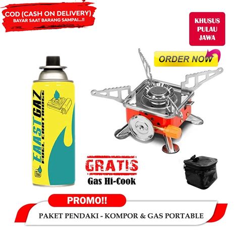 Jual Kompor Gas Mini Kotak Portable Stove Camping Kompor Gunung Free 1