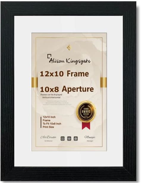 Alison Kingsgate Modern Black 12x10 Frame With Mount For 10x8 Print