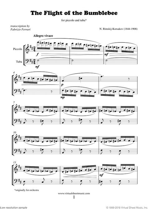 The Flight Of The Bumblebee Sheet Music For Piccolo And Tuba In 2023