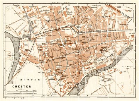 Old Map Of Chester In 1906 Buy Vintage Map Replica Poster Print Or