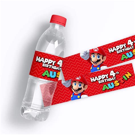 Super Mario Water Bottle Labels Super Mario Bros Birthday Party