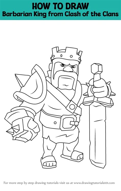 How To Draw Barbarian King From Clash Of The Clans Clash Of The Clans Step By Step