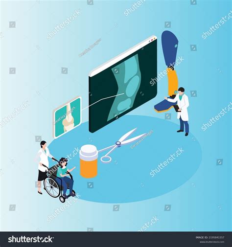 Podiatrist With Patient X Ray Scan Isometric D Royalty Free Stock