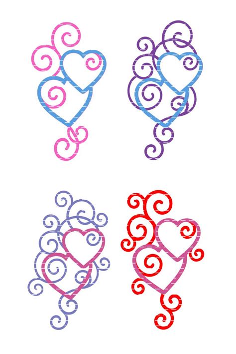 Heart Flourish Design Bundle Of 12 Svg Cut File