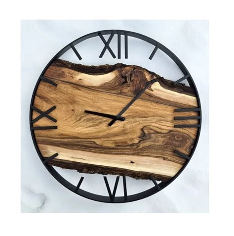 Wooden Oak Clock Frame Clock Metal Wall Clock Farmhouse - Etsy