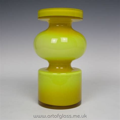 Alsterfors Signed 68 Yellow Glass Vase By Per Olof Str M Yellow Glass Vase Vase Glass