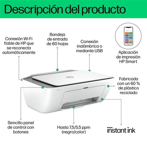 HP DeskJet 2820e Multifunción Color Wifi Blanca 3 Meses de Impresión