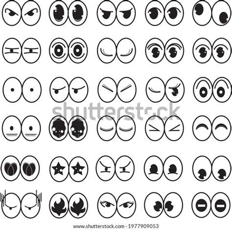 Set Cartoon Eyes White Black Stock Illustration 1977909053 | Shutterstock