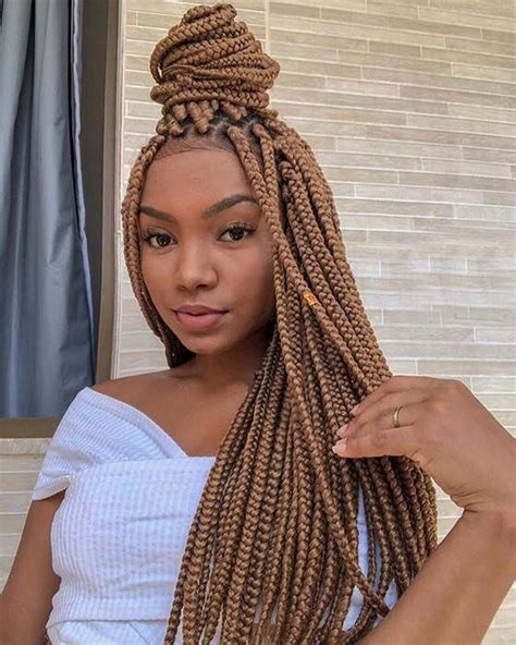 Light Brown Box Braids Curlybraids In 2020 Individual Braids