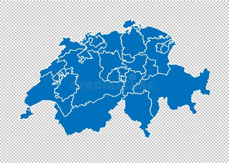 Mapa De Suiza Mapa Azul Detallado Del Alto Con Los Condados Las