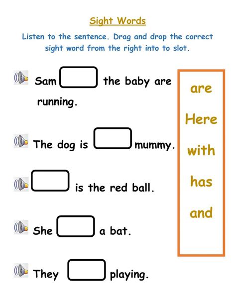 Free List Of Common Sight Words