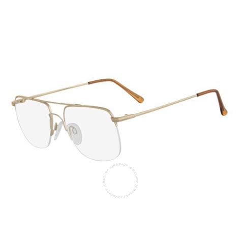 Flexon Unisex Gold Tone Square Eyeglass Frames Autoflex1784059