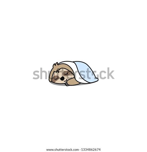 Vetor Stock De Cute Sloth Sleeping Under Blanket Cartoon Livre De