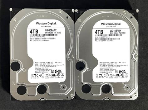 【未使用に近い】【送料無料】 2個セット ★ 4tb ★ Western Digital Wd40earx 【使用時間： 16h＆ 15h