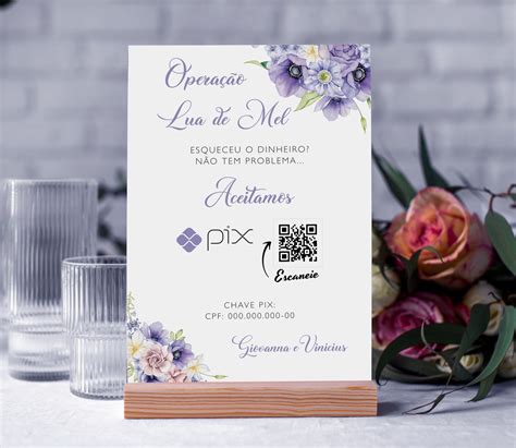 Placa Pix Casamento Lavanda Arte Digital Elo