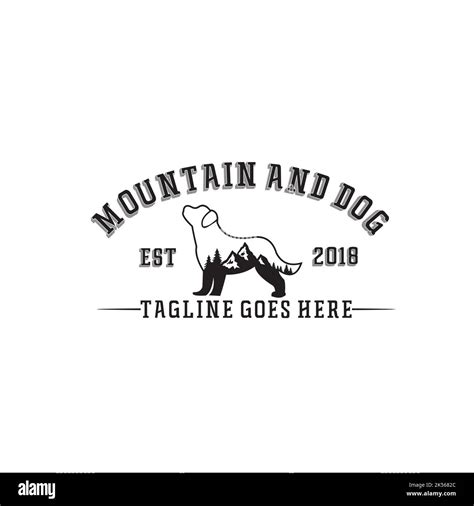 Mountain And Dog Creative Logo Design Inspiration Stock Vector Image