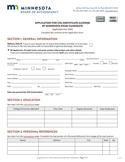 Minnesota Application For Cpa Certificate License By Minnesota Exam