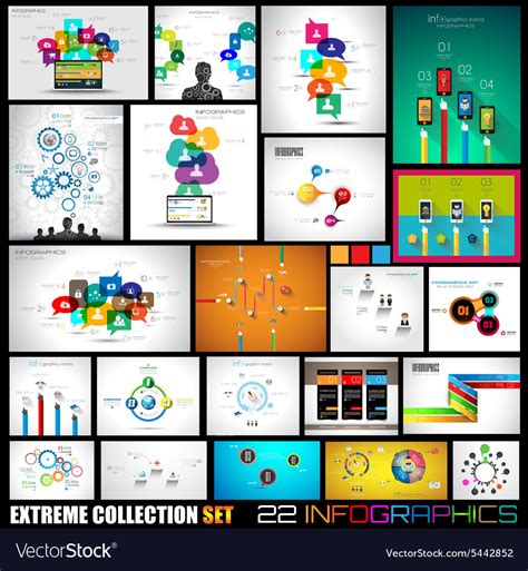 Collection of 22 infographics for social media Vector Image