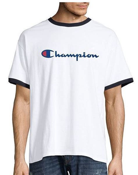 Champion Men S Classic Jersey Ringer T Shirt Script Logo Gt H