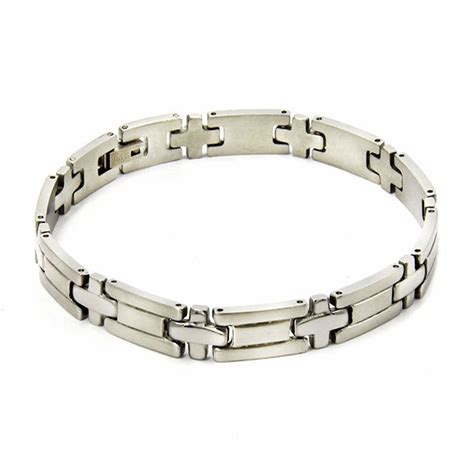 Pulsera Tipo Esclava Acero Inoxidable Plateado Cruz Suiza Estiloss