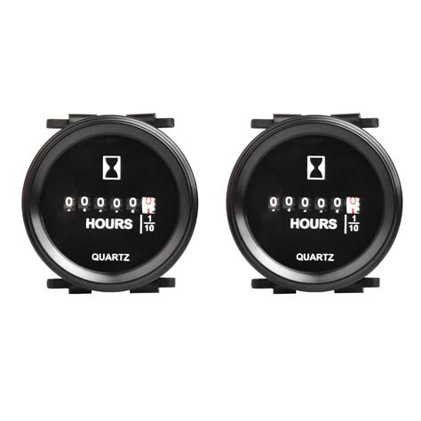 2 Pieces Runleader DC 6V To 80V Round Hour Meter Snap In Quartz Hour