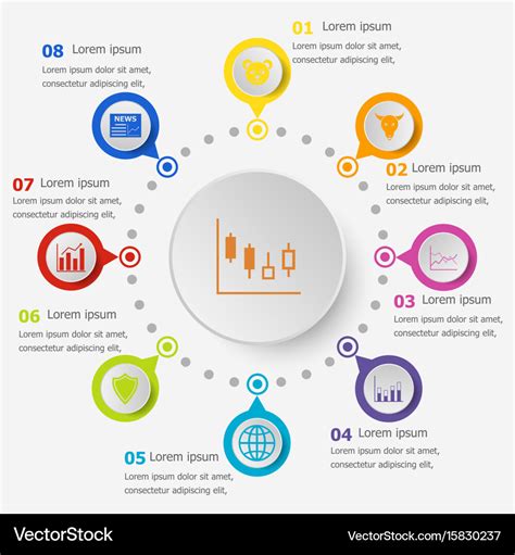 Infographic template with stock market icons Vector Image