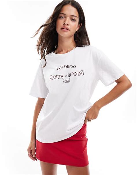 pieces wellness sports running club oversized  shirt  white asos