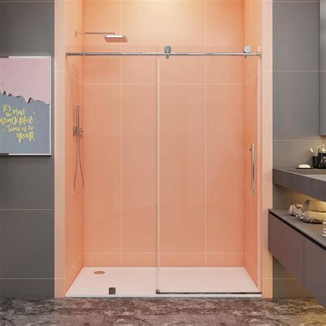 Mcocod 60 In W X 76 In H Single Sliding Frameless Soft Close Shower Door In Chrome With 516