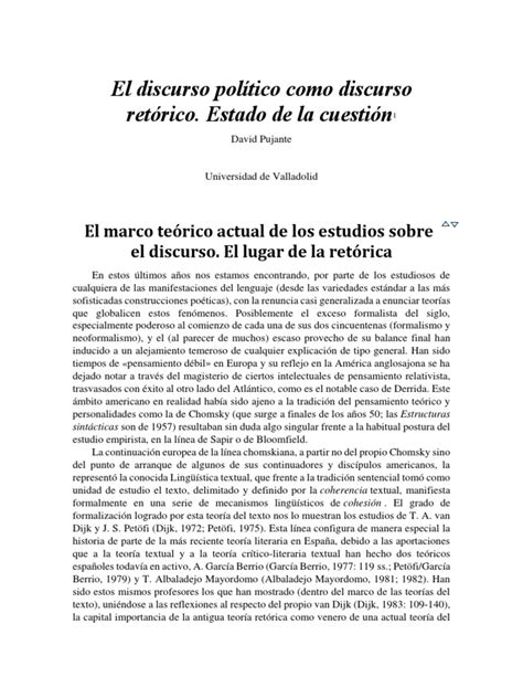 El Discurso Político Como Discurso Retórico Pdf Retórica Ideologías