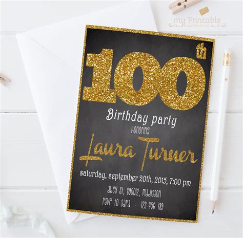 Free Printable 100th Birthday Invitations - Printable Templates