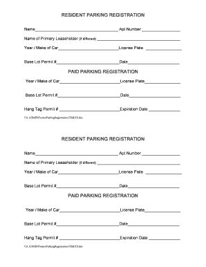 Fillable Online Housing Wisc Resident Parking Registration Paid Parking