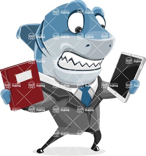 Shark Businessman Cartoon Vector Character Set Choosing Between