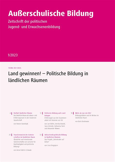 Außerschulische Bildung Nr 1 2023 Land gewinnen Politische