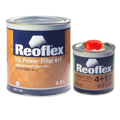 Грунт REOFLEX акриловый 2К 4+1 белый HS Primer Filler 0,8л + 0,2л ...
