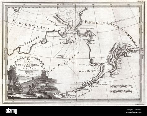 1798 Cassini Mapa de Alaska y el Estrecho de Bering Fotografía de stock - Alamy