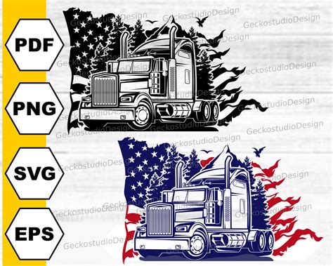 Truck Svg Us Semi Truck Svg Semi Truck With Flag Svg American Truck