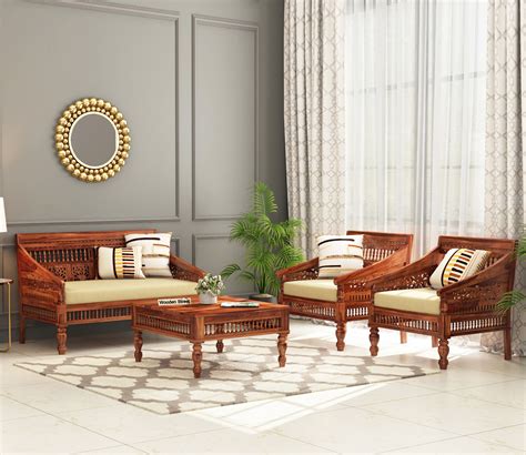 Buy Alanis Wooden Sofa Chair Honey Finish At 26 Off Online Wooden