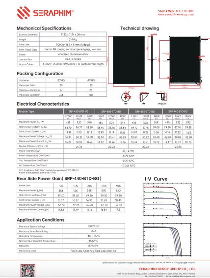 Seraphim N Topcon 440W Bifacial Solar Panel 30 Years Warranty SRP