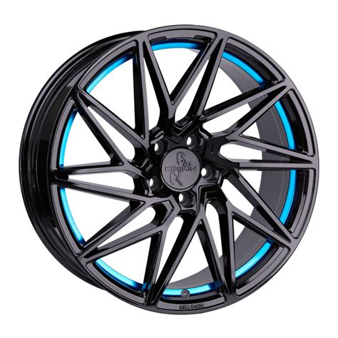 Keskin Wheels Kt X Et X Black Painted Blue Inside Blue